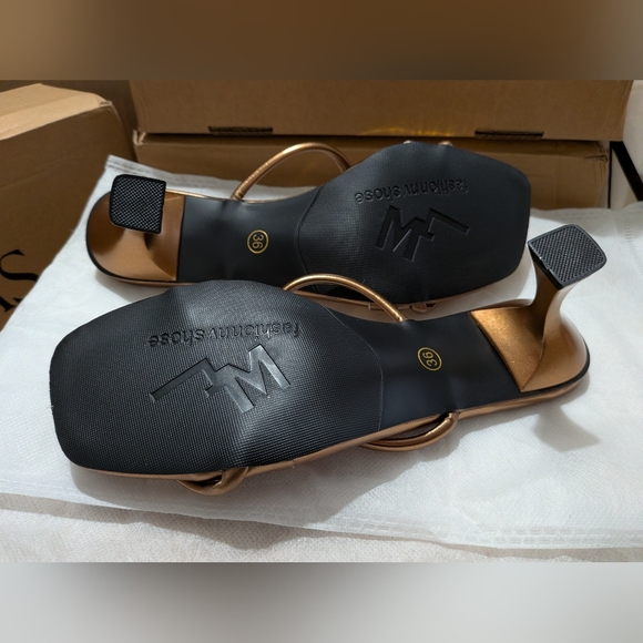 Micas Metallic Square Toe Heels - Picture 9 of 14